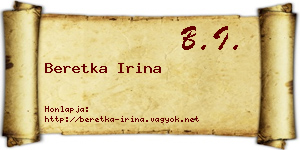 Beretka Irina névjegykártya